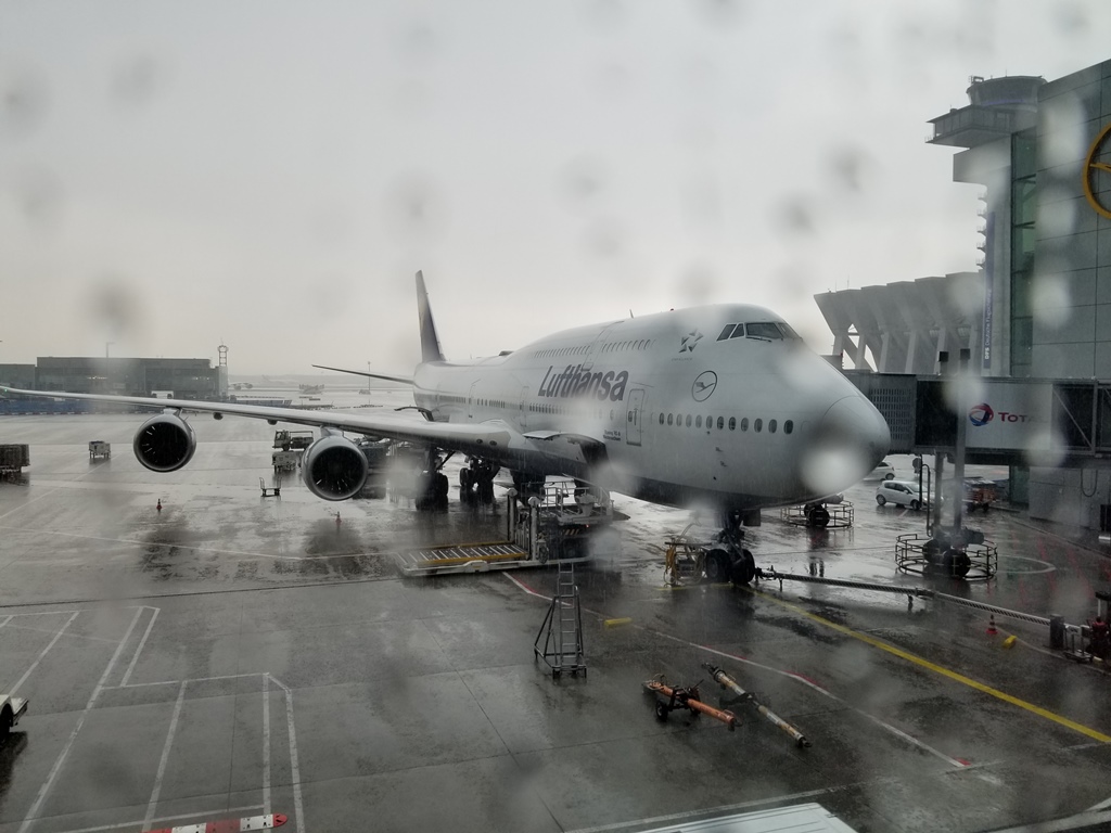 Plane in Rain in Frankfurt am Main